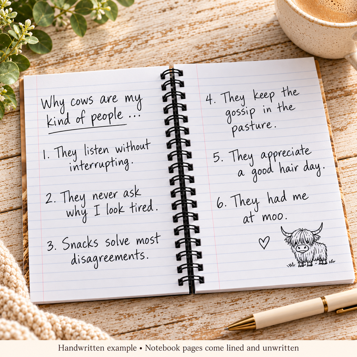 Reasons I Like Cows Better Than People – Highland Cow Spiral Notebook