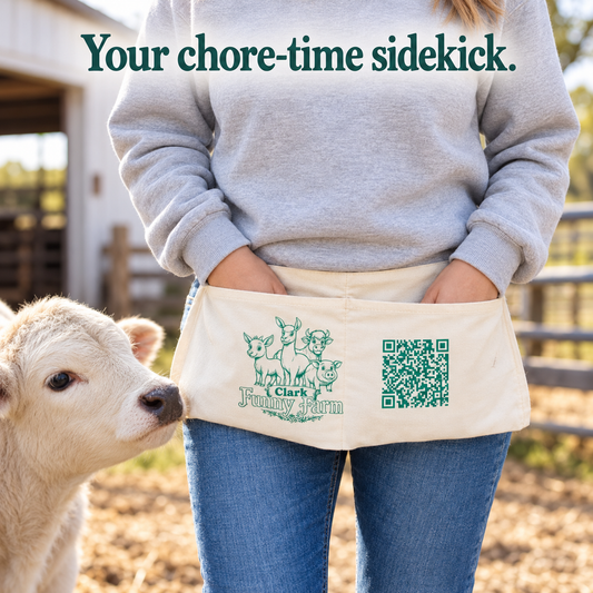 Clark Funny Farm Canvas Utility Apron – Two-Pocket Waist Apron