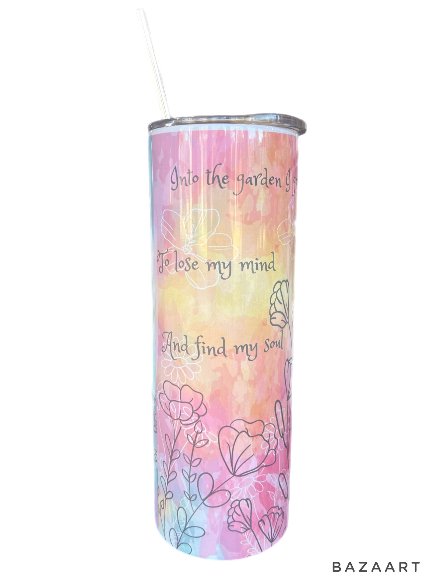 Enchanting Floral Femme Tumbler: Where Pastel Dreams and Soulful Quotes Unite by Clark Funny Farm