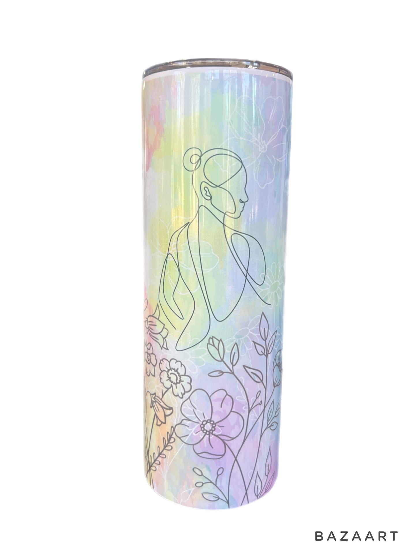 Enchanting Floral Femme Tumbler: Where Pastel Dreams and Soulful Quotes Unite by Clark Funny Farm