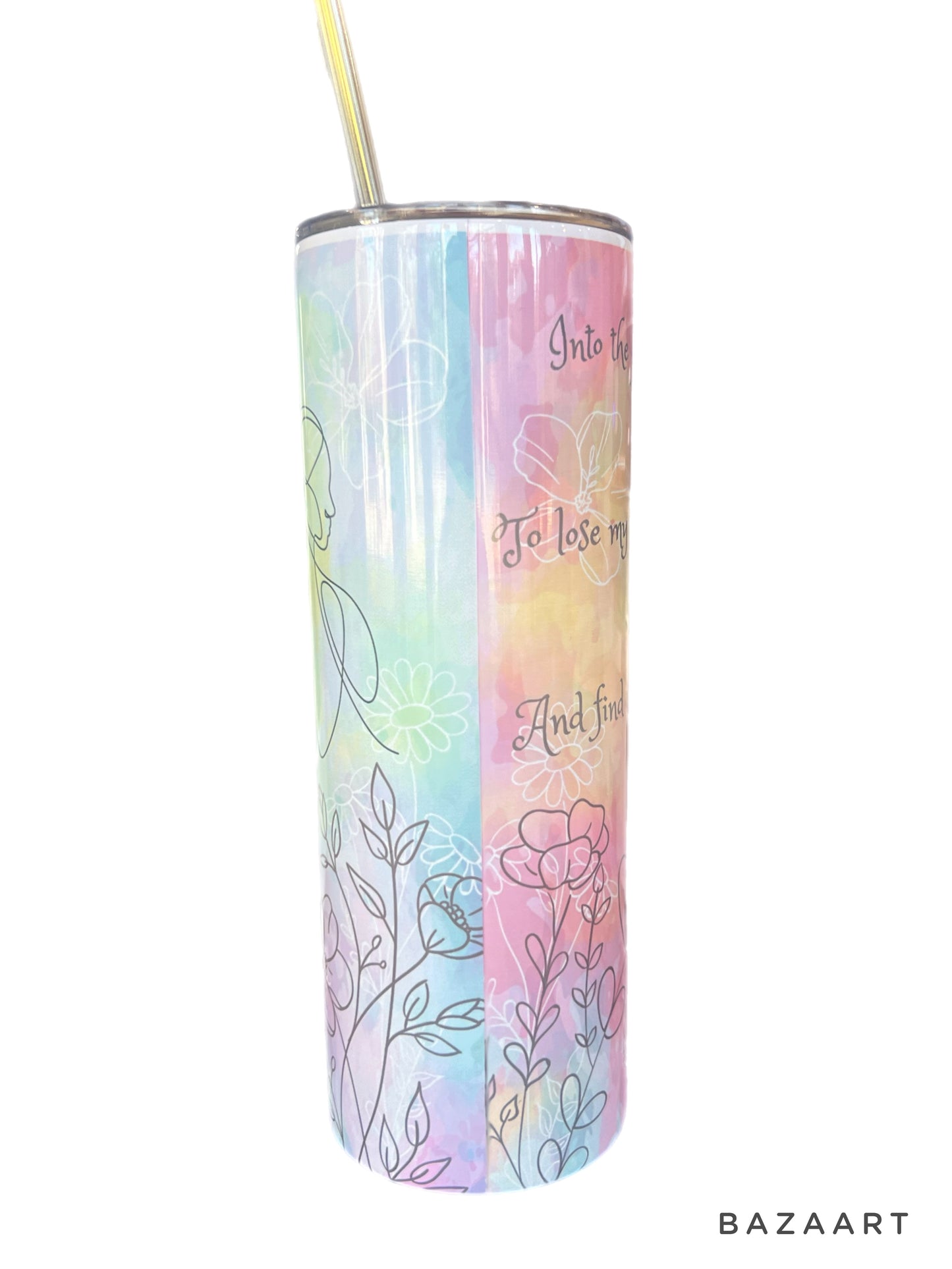 Enchanting Floral Femme Tumbler: Where Pastel Dreams and Soulful Quotes Unite by Clark Funny Farm