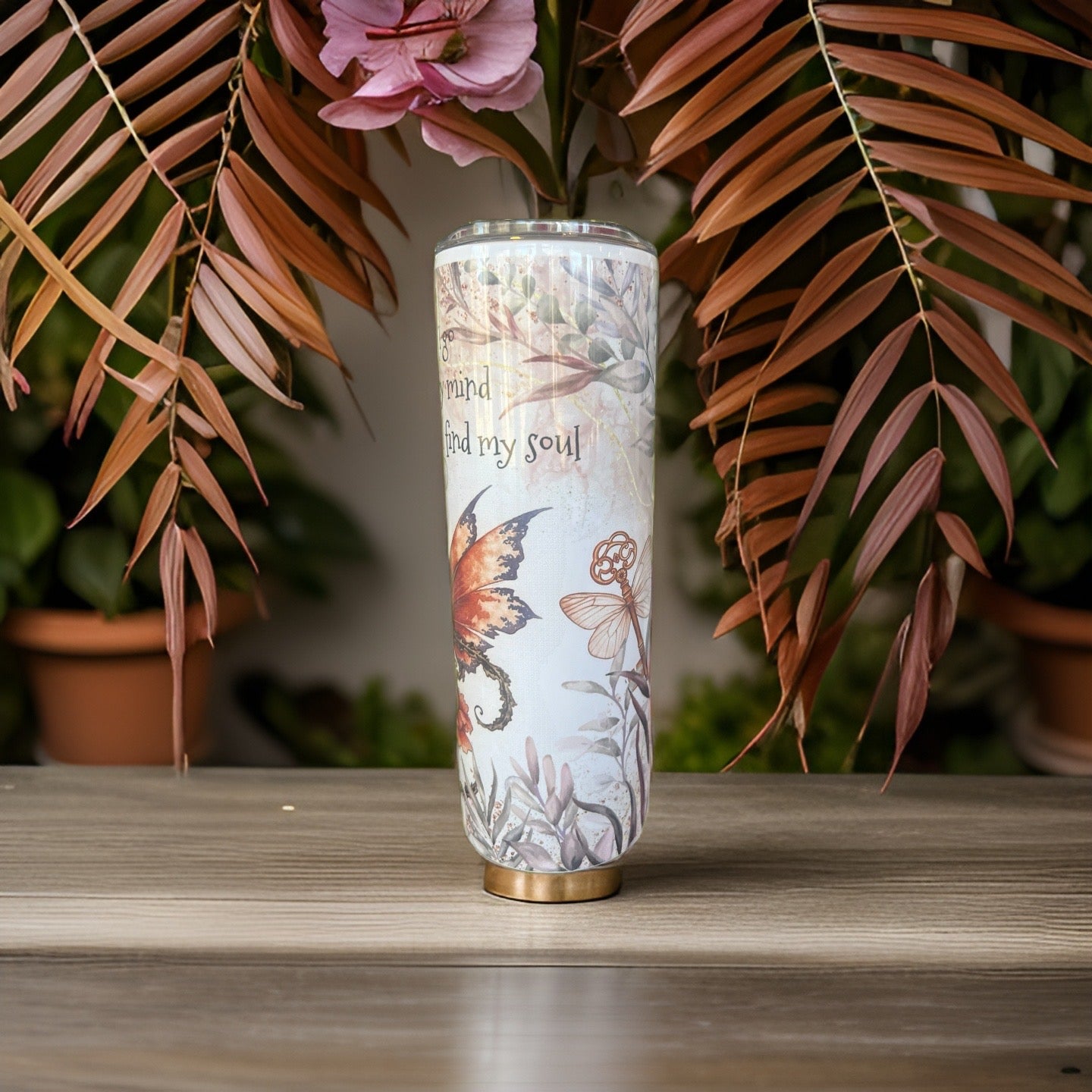 Soulful Garden Escapade Tumbler: Fairy Bliss and Bubbles on a 20 oz Canvas by Clark Funny Farm