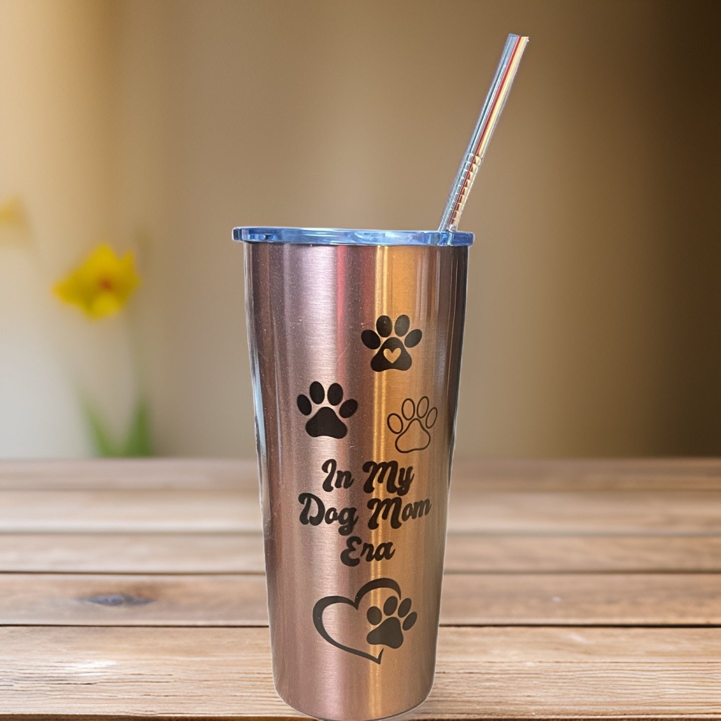 Rose Gold Dog Mom Elegance Tumbler: Sip in Style Through Your Pawesome Era by Clark Funny Farm