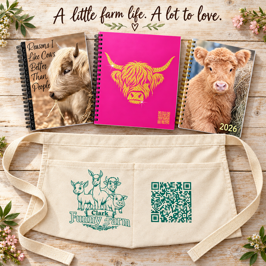 Clark Funny Farm Gift Bundle – Utility Apron, Two Notebooks & Planner